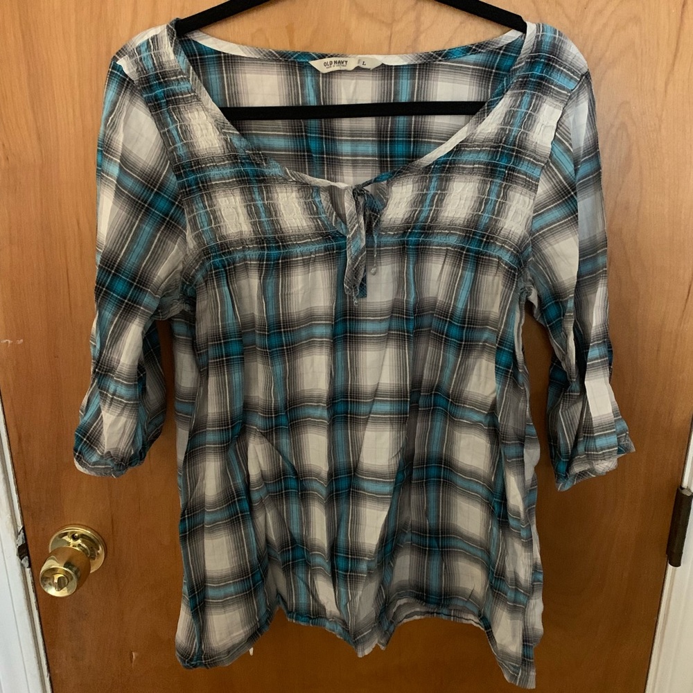 3/4 length plaid shirt